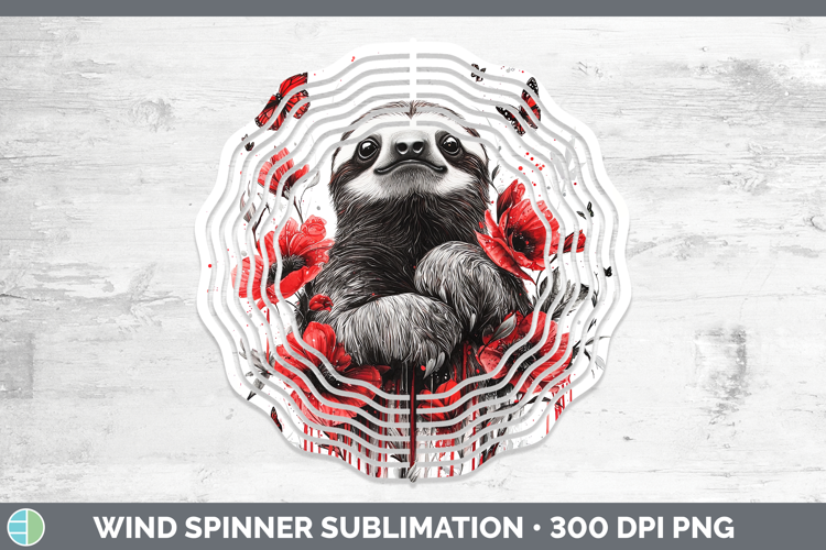 Sloth Animals Red Drips Wind Spinner Sublimation Design