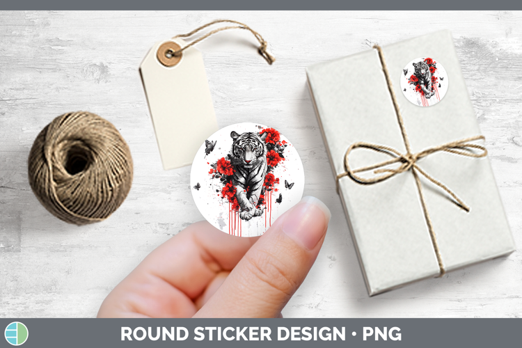 Tiger Animals Red Drips Stickers Design