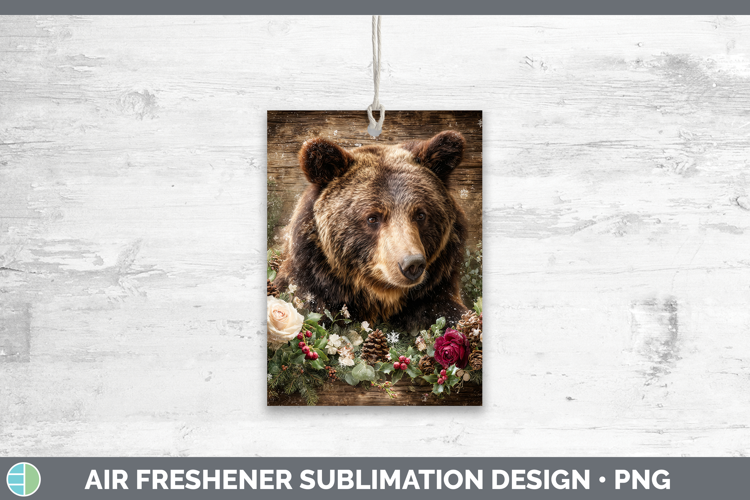 Bear Animals Rustic Christmas Air Freshener Sublimation Desi