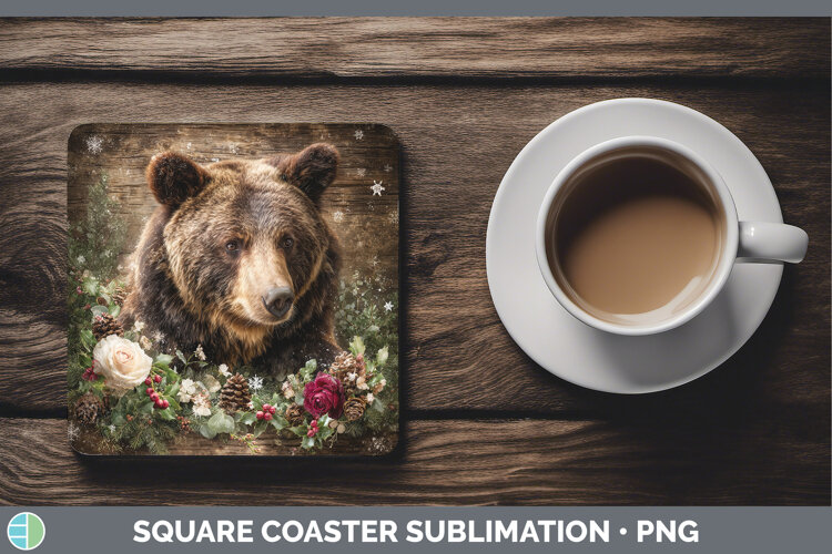 GorgeousAnimals Rustic Christmas Square Coaster design.