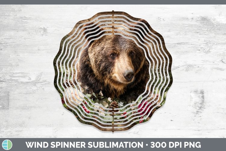 Bear Animals Rustic Christmas Wind Spinner Sublimation Desig