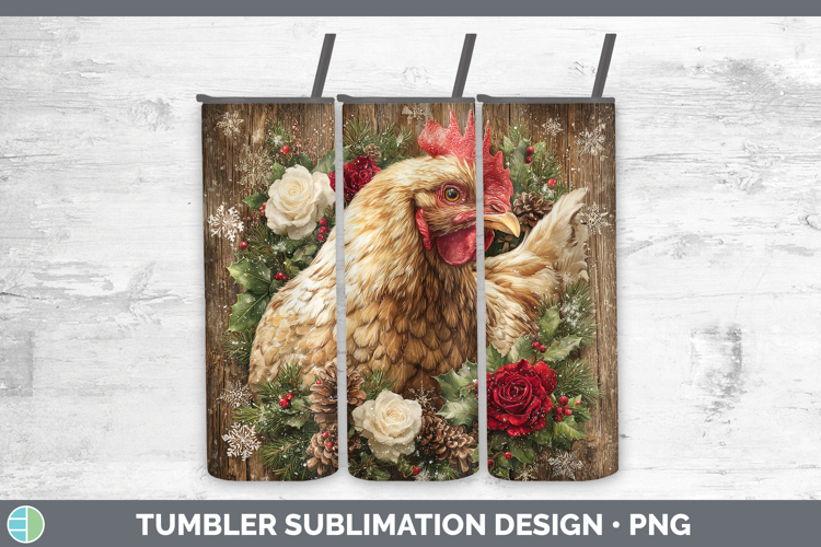 Chicken Animals Rustic Christmas Tumbler Sublimation Design