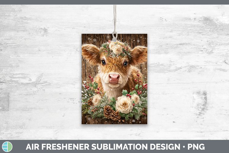 Cow Animals Rustic Christmas Air Freshener Sublimation Desig