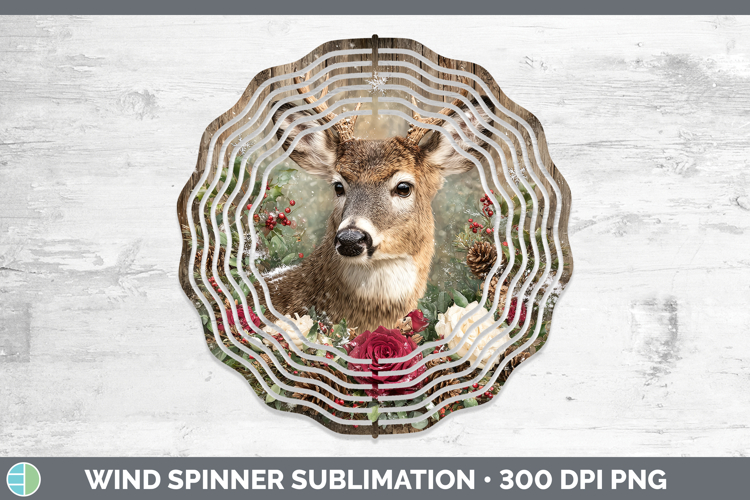 Deer Animals Rustic Christmas Wind Spinner Sublimation Desig
