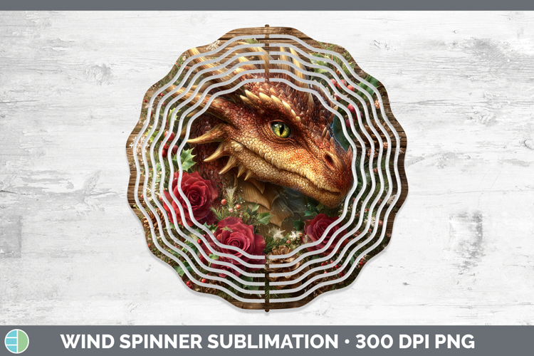 Dragon Animals Rustic Christmas Wind Spinner Sublimation Des