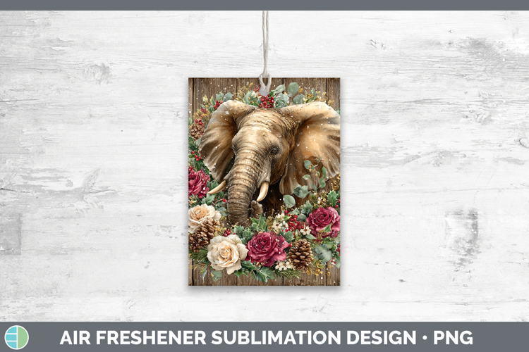 Elephant Animals Rustic Christmas Air Freshener Sublimation