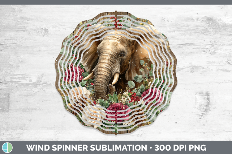 Elephant Animals Rustic Christmas Wind Spinner Sublimation D