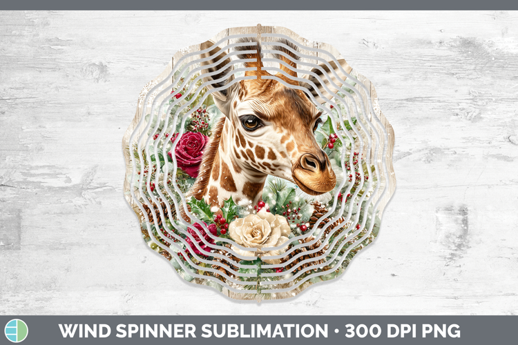 Giraffe Animals Rustic Christmas Wind Spinner Sublimation De