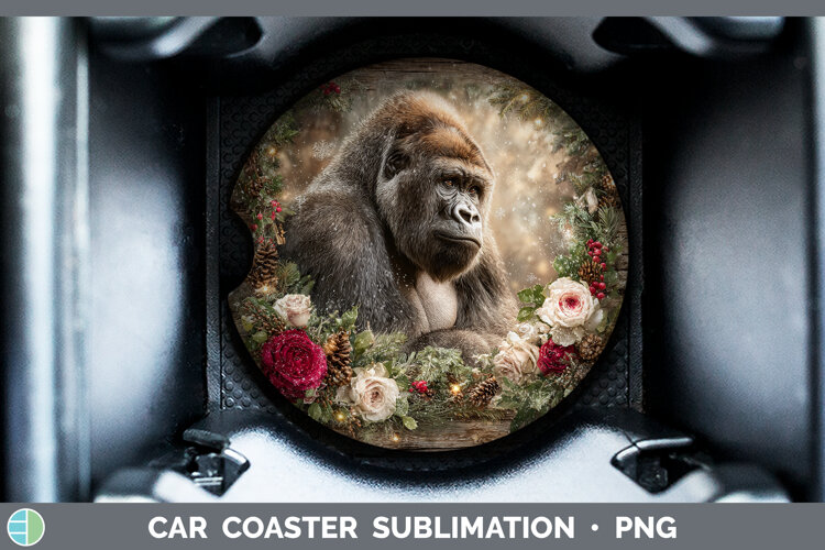GorgeousAnimals Rustic Christmas Car Coaster design.
