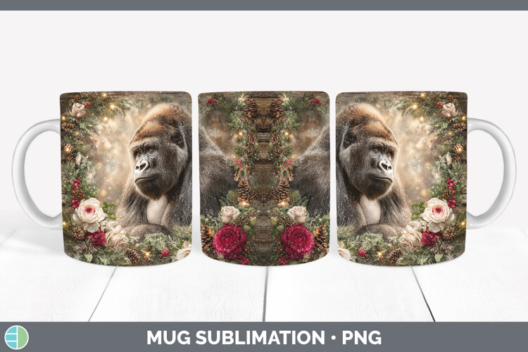 GorgeousAnimals Rustic Christmas Mug Wrap design.