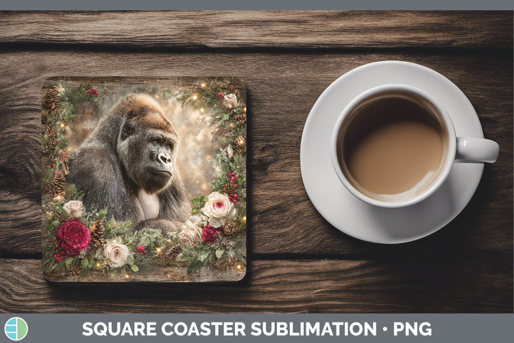 Gorilla Animals Rustic Christmas Square Coaster Sublimation
