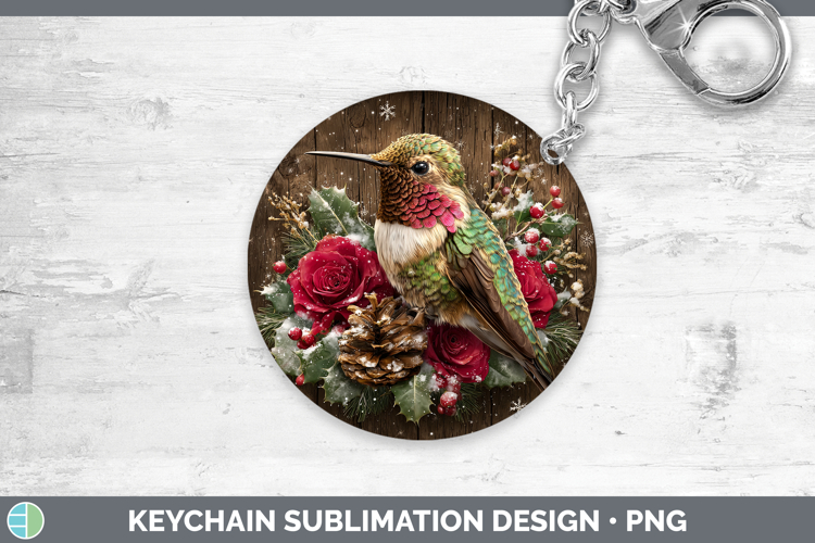 Hummingbird Animals Rustic Christmas Keychain Sublimation De