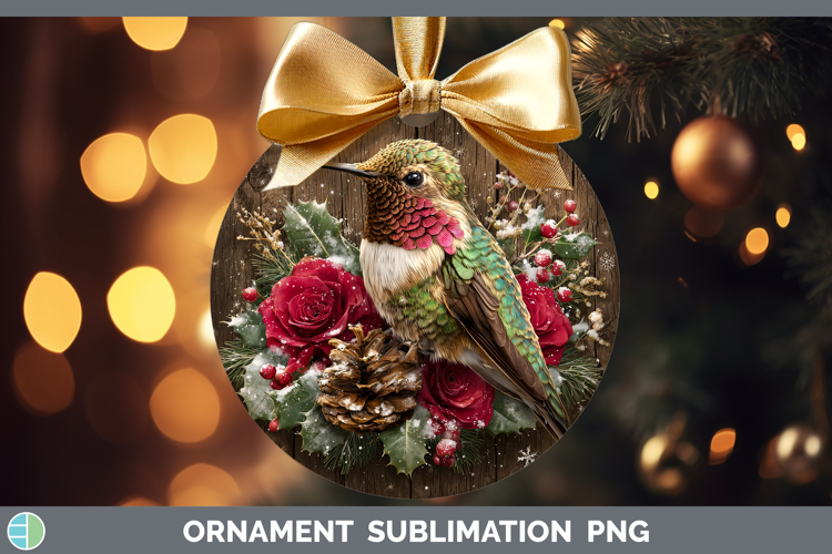 Hummingbird Animals Rustic Christmas Ornament Sublimation De