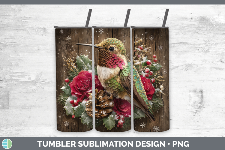 Hummingbird Animals Rustic Christmas Tumbler Sublimation Des