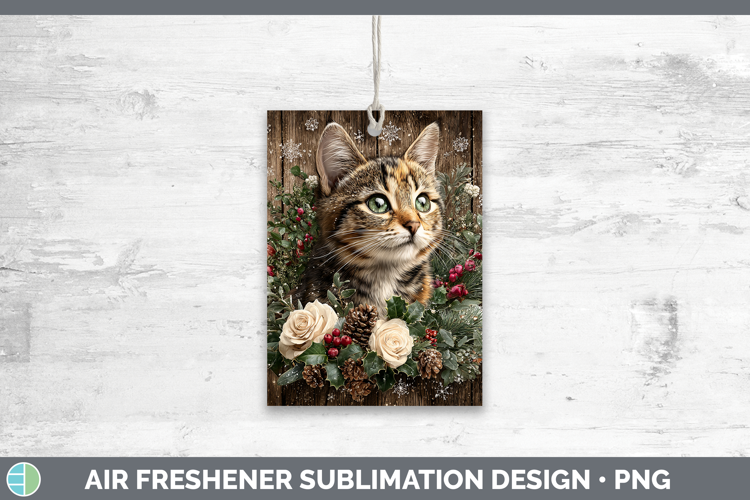 Kitten Animals Rustic Christmas Air Freshener Sublimation De