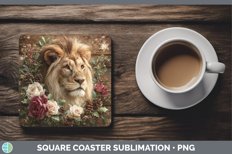 GorgeousAnimals Rustic Christmas Square Coaster design.