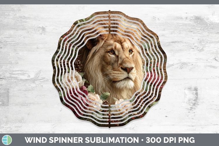 Lion Animals Rustic Christmas Wind Spinner Sublimation Desig