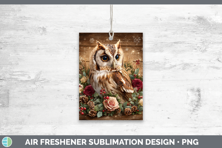 Owl Animals Rustic Christmas Air Freshener Sublimation Desig
