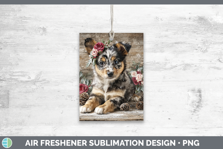 Puppy Animals Rustic Christmas Air Freshener Sublimation Des