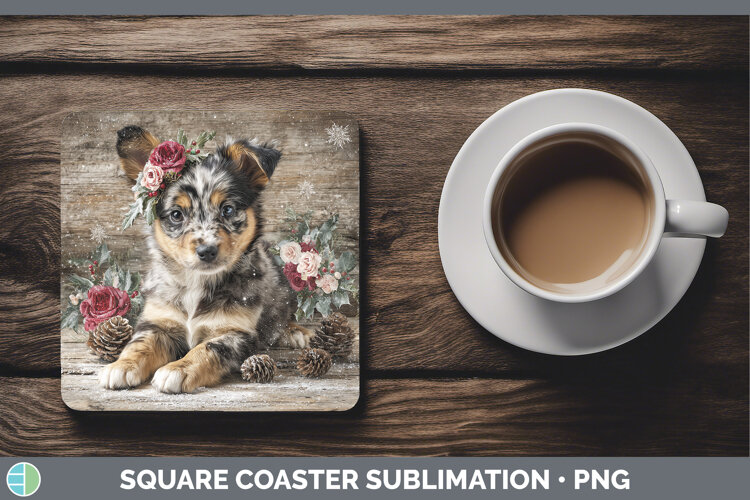 GorgeousAnimals Rustic Christmas Square Coaster design.