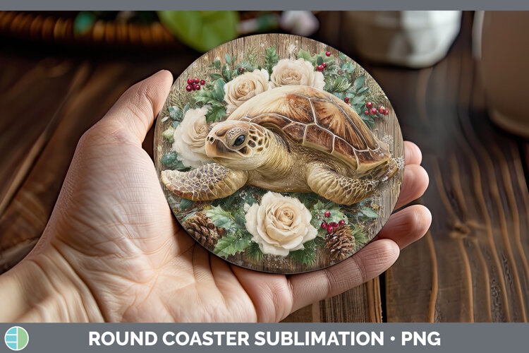 GorgeousAnimals Rustic Christmas Round Coaster design.