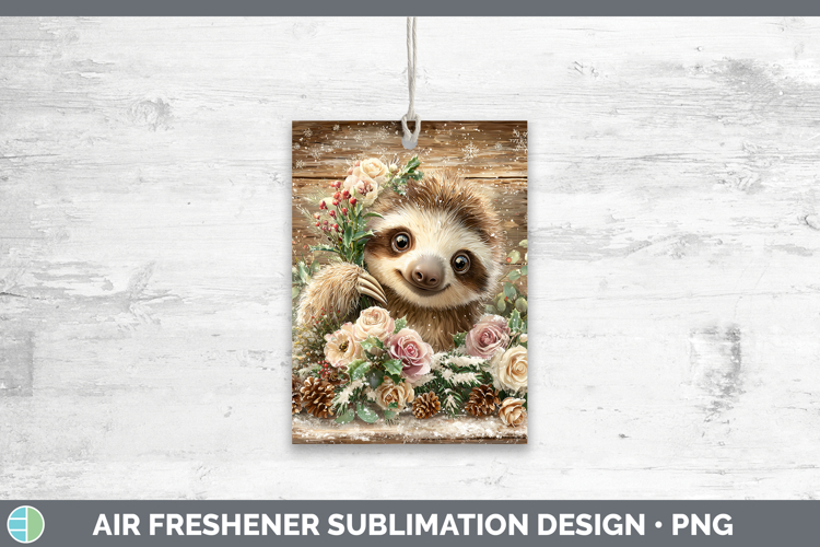 Sloth Animals Rustic Christmas Air Freshener Sublimation Des