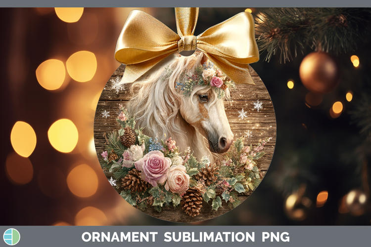 Unicorn Animals Rustic Christmas Ornament Sublimation Design