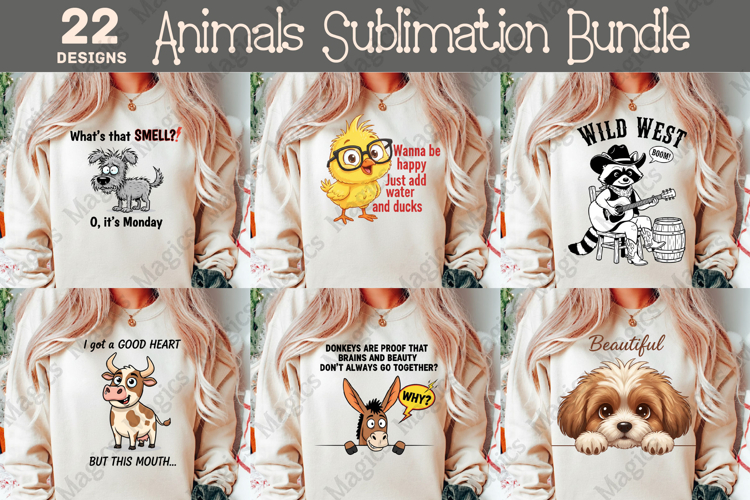 Animals Sublimation Bundle | Funny Animals PNG Design