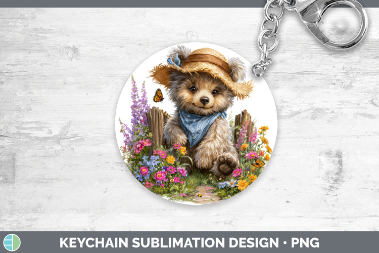 Animals Summer Bandana Bear Keychain Sublimation Keyring Des