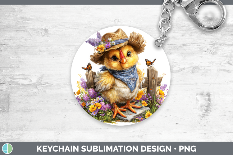 Animals Summer Bandana Chicken Keychain Sublimation Keyring
