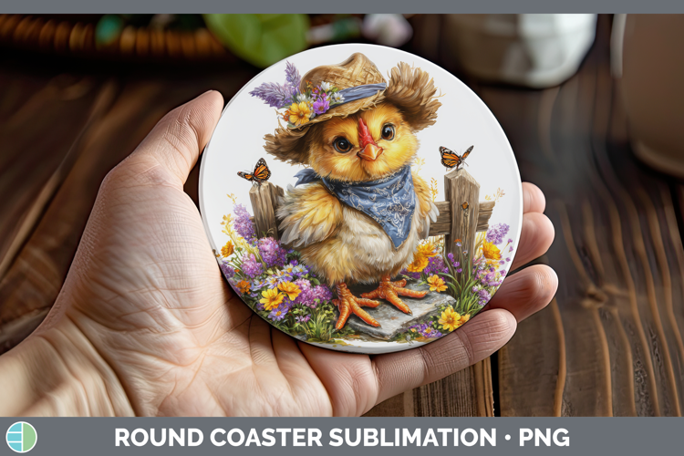 Animals Summer Bandana Chicken Round Coaster Sublimation Coa