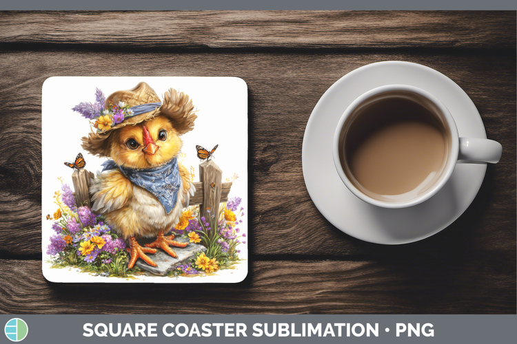 Animals Summer Bandana Chicken Square Coaster Sublimation Co