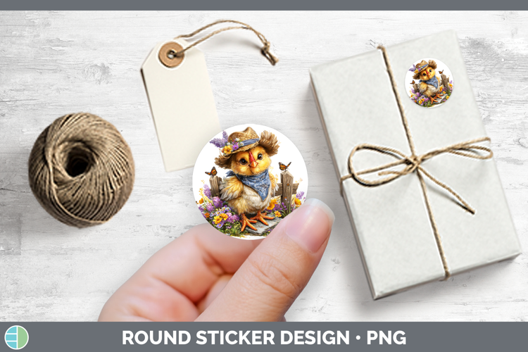 Animals Summer Bandana Chicken Stickers | Round Labels Desig
