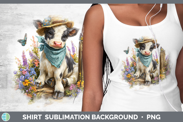 Animals Summer Bandana Cow Shirt Sublimation Background Desi