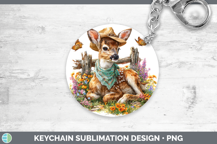 Animals Summer Bandana Deer Keychain Sublimation Keyring Des