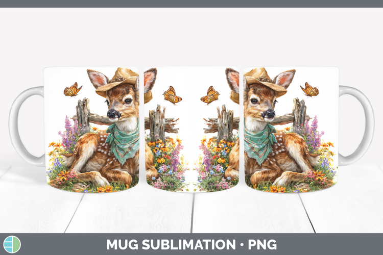 Animals Summer Bandana Deer Mug Wrap Sublimation Coffee Cup