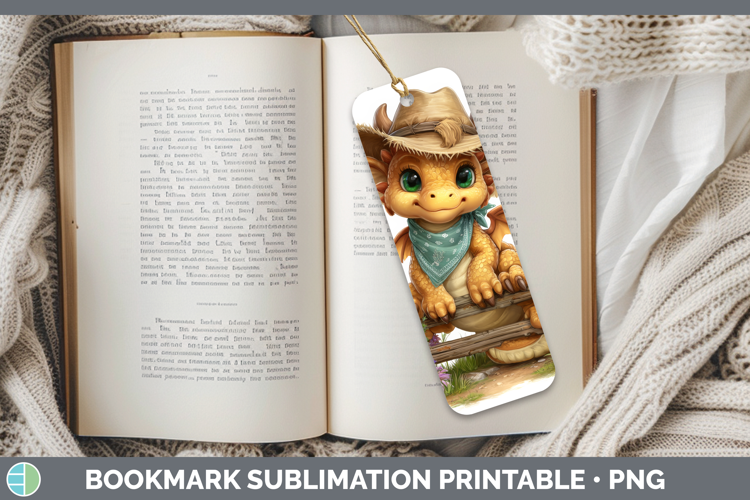 Animals Summer Bandana Dragon Bookmark Sublimation Printable