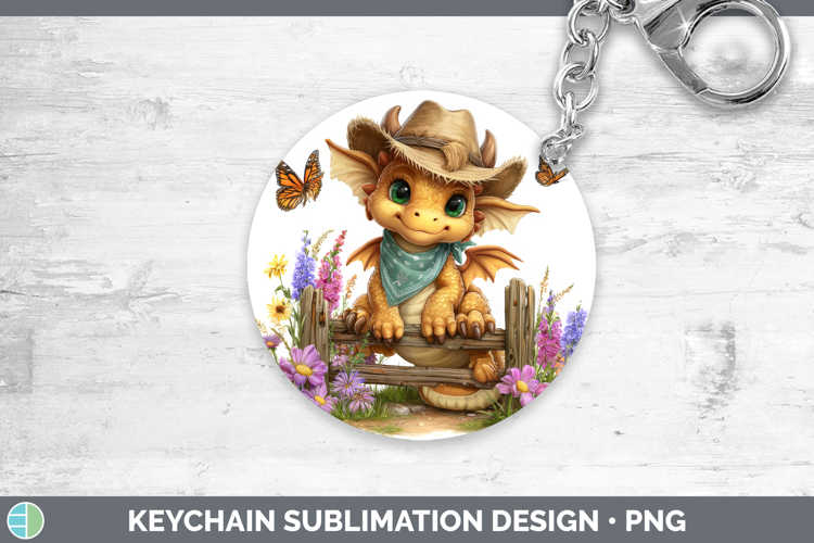 Animals Summer Bandana Dragon Keychain Sublimation Keyring D