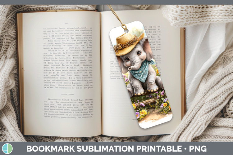 Animals Summer Bandana Elephant Bookmark Sublimation Printab
