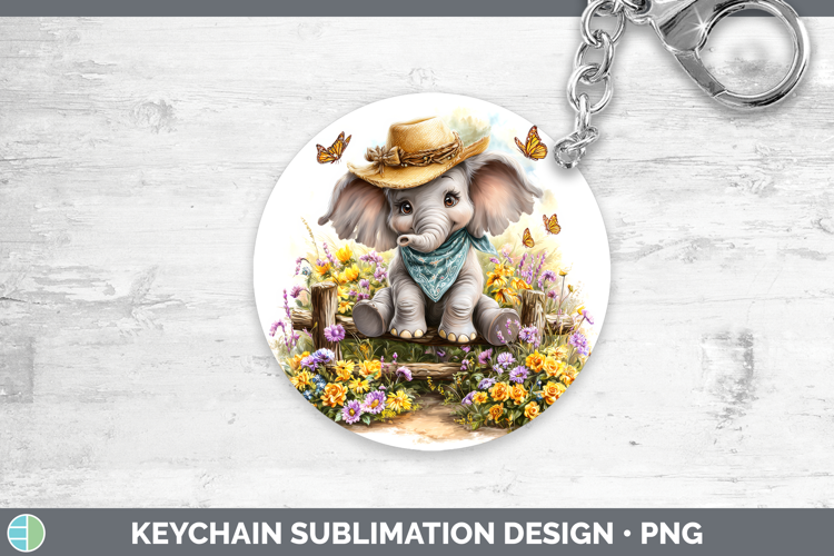 Animals Summer Bandana Elephant Keychain Sublimation Keyring