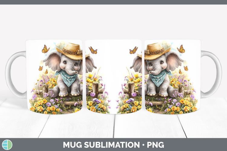 Animals Summer Bandana Elephant Mug Wrap Sublimation Coffee
