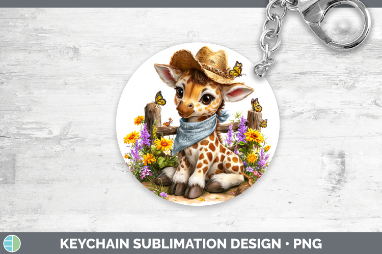 Animals Summer Bandana Giraffe Keychain Sublimation Keyring