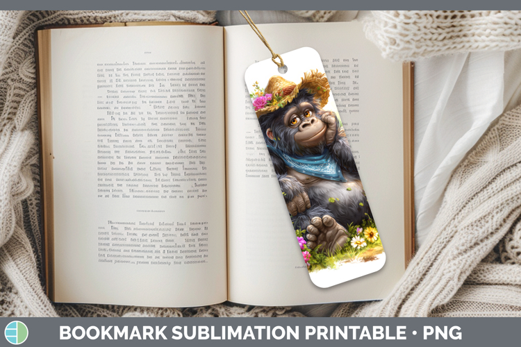 Animals Summer Bandana Gorilla Bookmark Sublimation Printabl