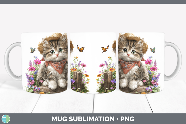 Animals Summer Bandana Kitten Mug Wrap Sublimation Coffee Cu