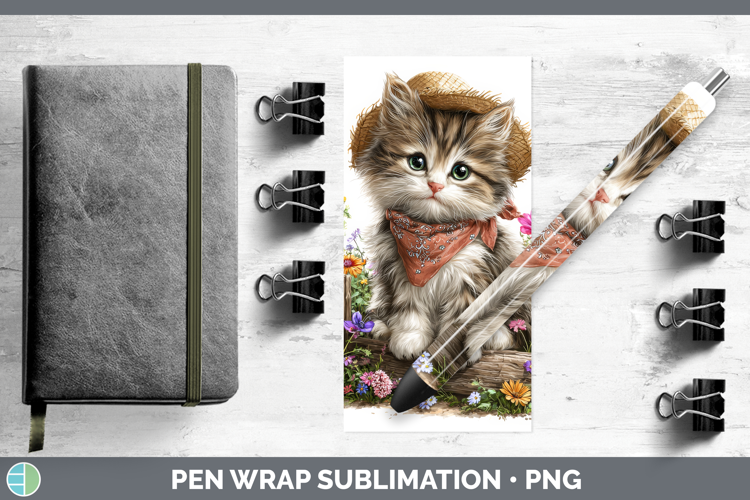 Animals Summer Bandana Kitten Pen Wrap Sublimation Pen Desig