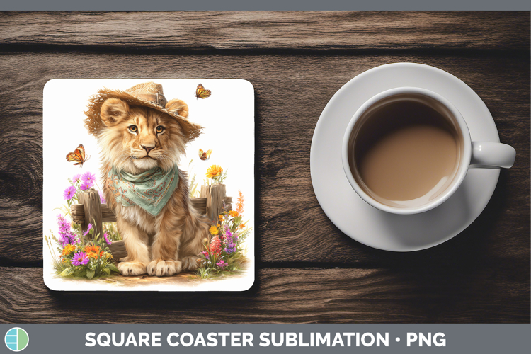 Animals Summer Bandana Lion Square Coaster Sublimation Coast