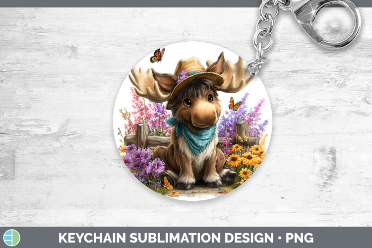 Animals Summer Bandana Moose Keychain Sublimation Keyring De