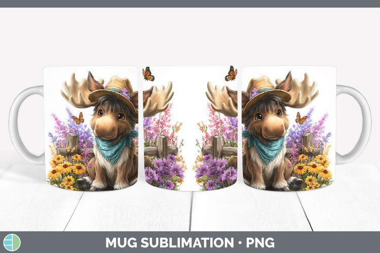 Animals Summer Bandana Moose Mug Wrap Sublimation Coffee Cup