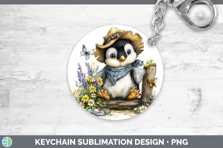 Animals Summer Bandana Penguin Keychain Sublimation Keyring