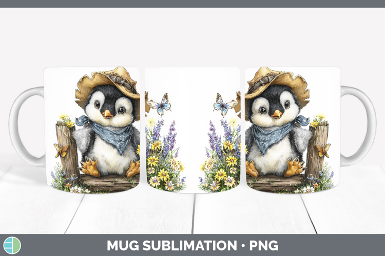 Animals Summer Bandana Penguin Mug Wrap Sublimation Coffee C